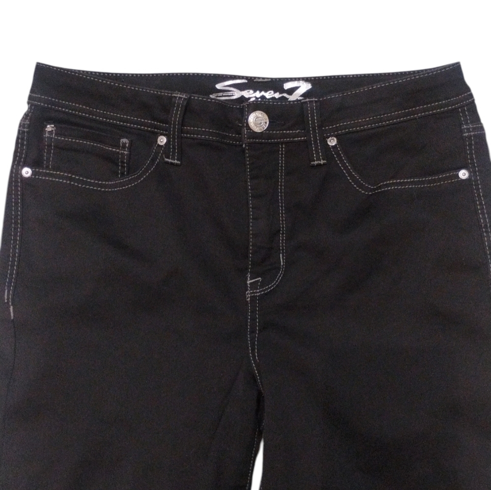 7 Seven Jeans Madison Skinny Gem Encrusted Black Jeans SZ 12 - Picture 4 of 6